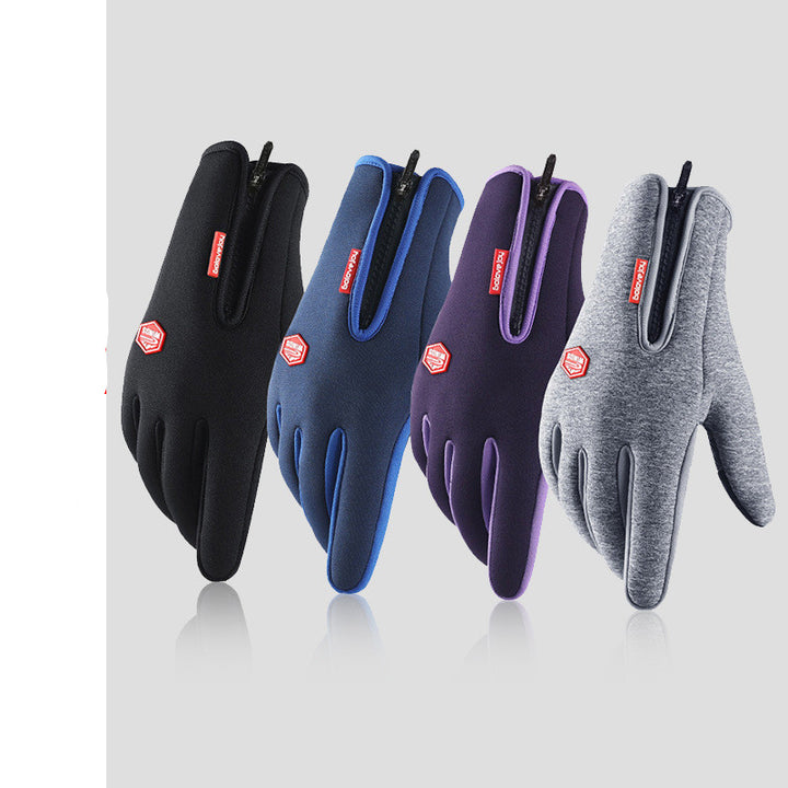 Black touchscreen winter gloves with zip cuff