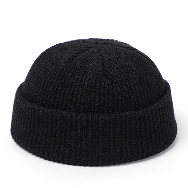 Colverro Short Ribbed Fisherman Beanie with Turn-Up Cuff