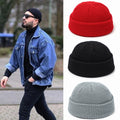 Short ribbed fisherman beanie with turn-up cuff