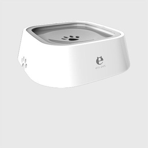 White floating no-spill pet water bowl
