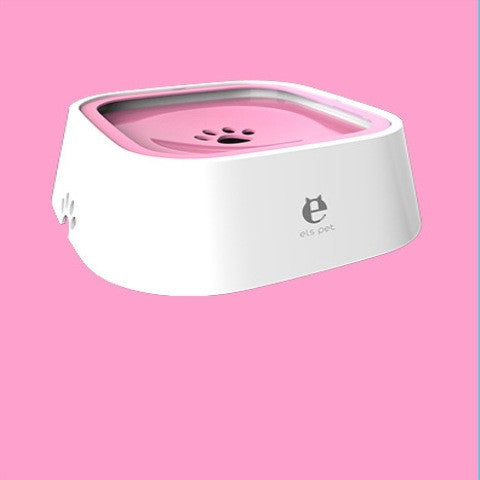White floating no-spill pet water bowl