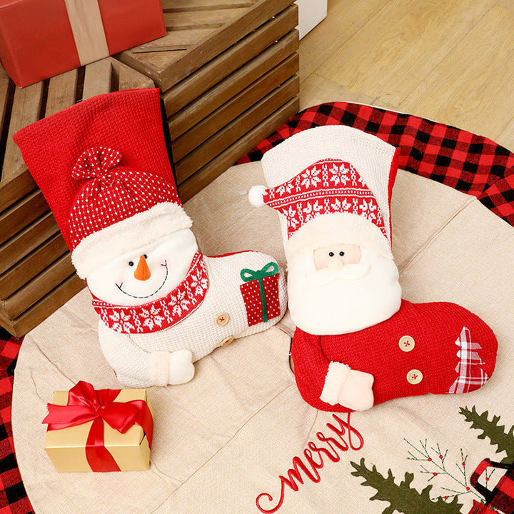 Colverro™ Knitted Christmas Stocking with Santa or Snowman Design