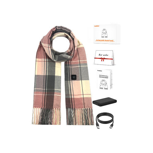 Colverro Heated Plaid Scarf with Power Bank and Removable Heat Pad
