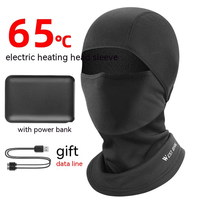 Colverro Heated fleece balaclava with battery for cycling and skiing