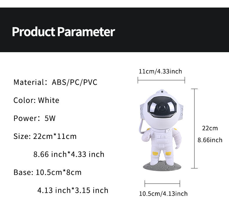 Astronaut Galaxy Star Projector Night Light with Nebula Effects