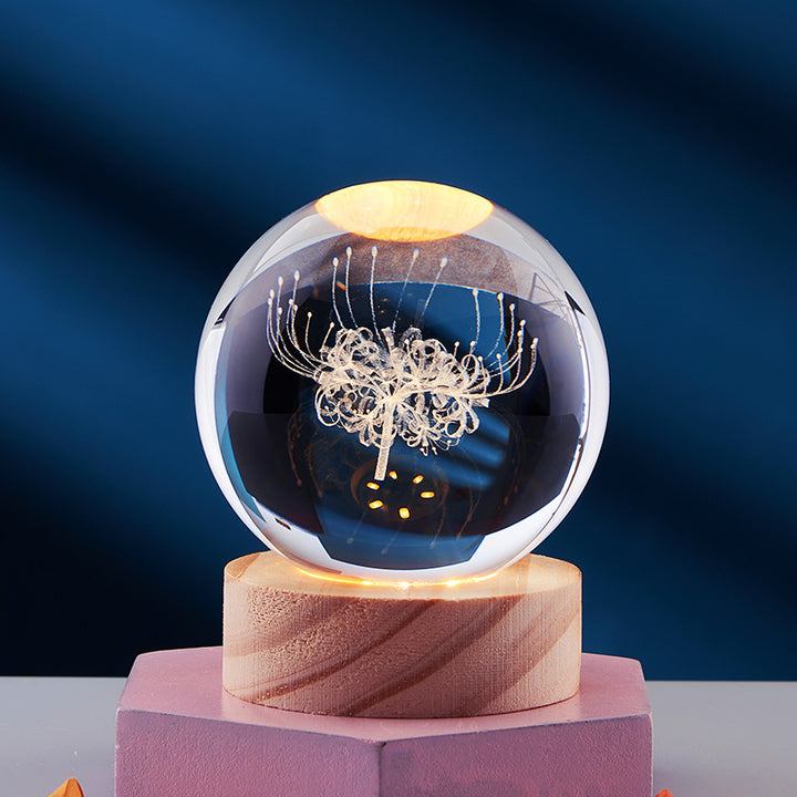 3D Crystal Ball Night Light, Solar System and More, 6 or 8 cm