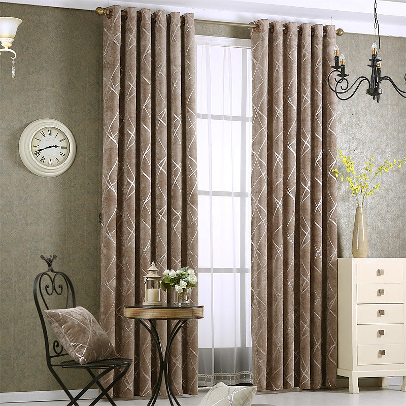 Grey chenille blackout curtain panel