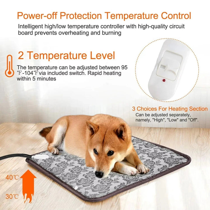 Colverro™ Electric Heated Pet Pad with Two Heat Settings and Chew-Proof Cord