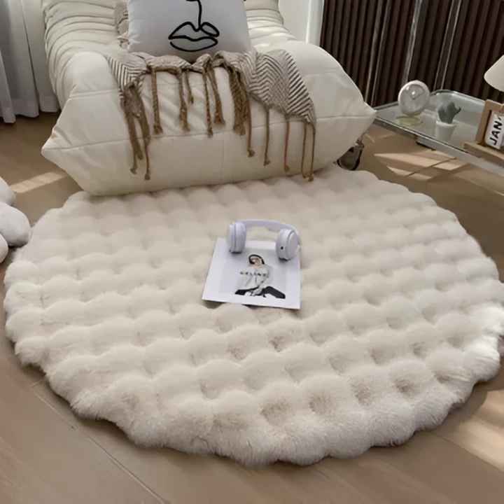 Colverro™ Round Soft Fleece Rug 35 in with Non-Slip Backing