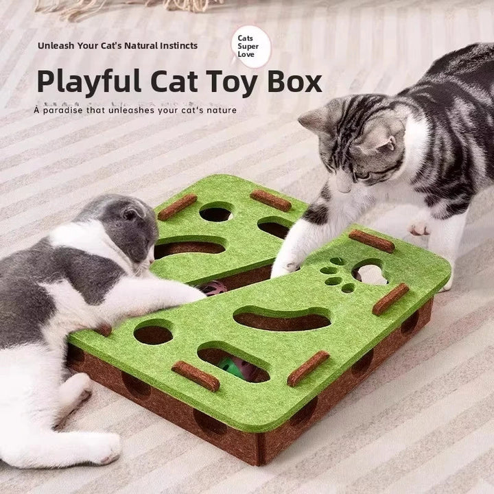 Colverro™ Felt Cat Puzzle Box with Hidden Bells for Indoor Play