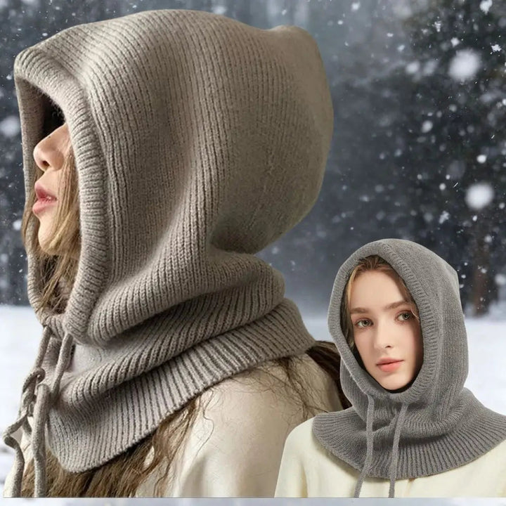 Colverro™ Cashmere Knit Hooded Balaclava with Built-In Neck Warmer