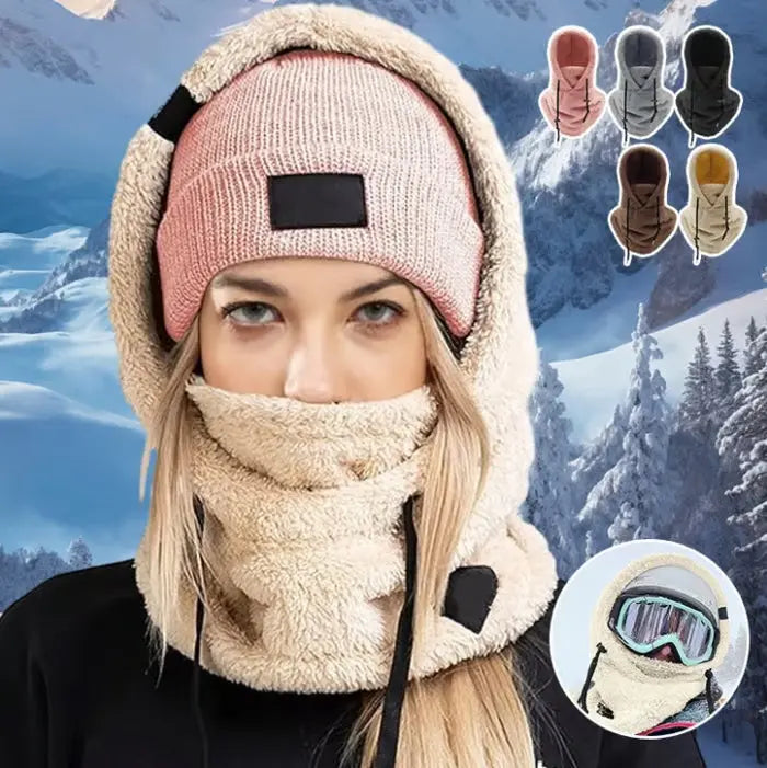 Colverro™ Windproof Sherpa Hooded Ski Mask with Adjustable Drawstring