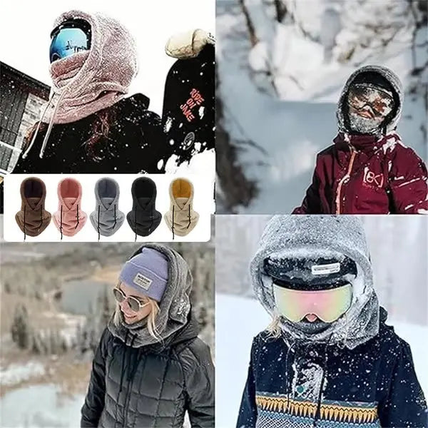 Colverro™ Windproof Sherpa Hooded Ski Mask with Adjustable Drawstring