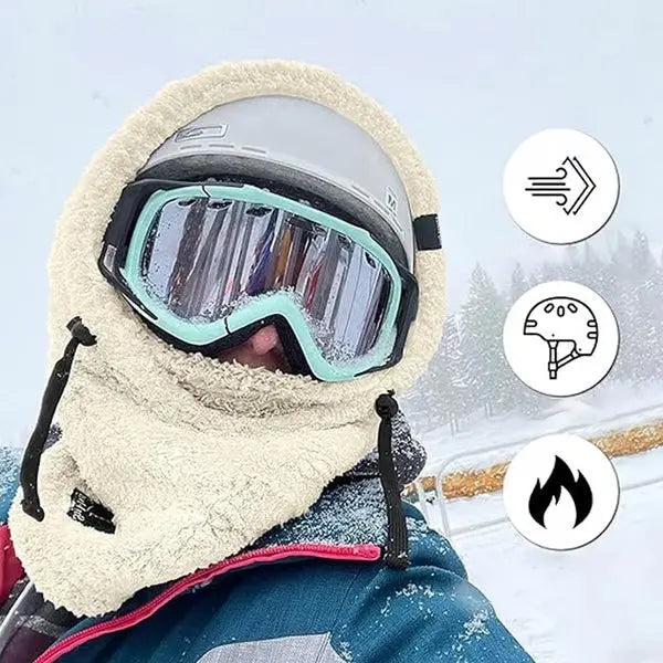 Colverro™ Windproof Sherpa Hooded Ski Mask with Adjustable Drawstring