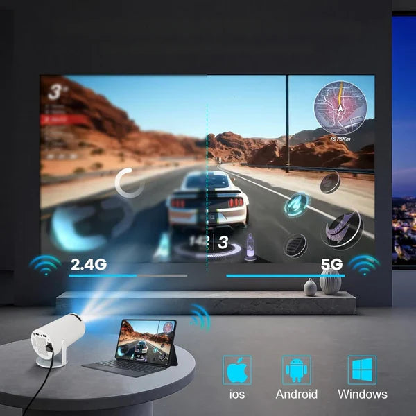 Colverro™ Smart 4K Projector with 180° Swivel Stand and Bluetooth Sound