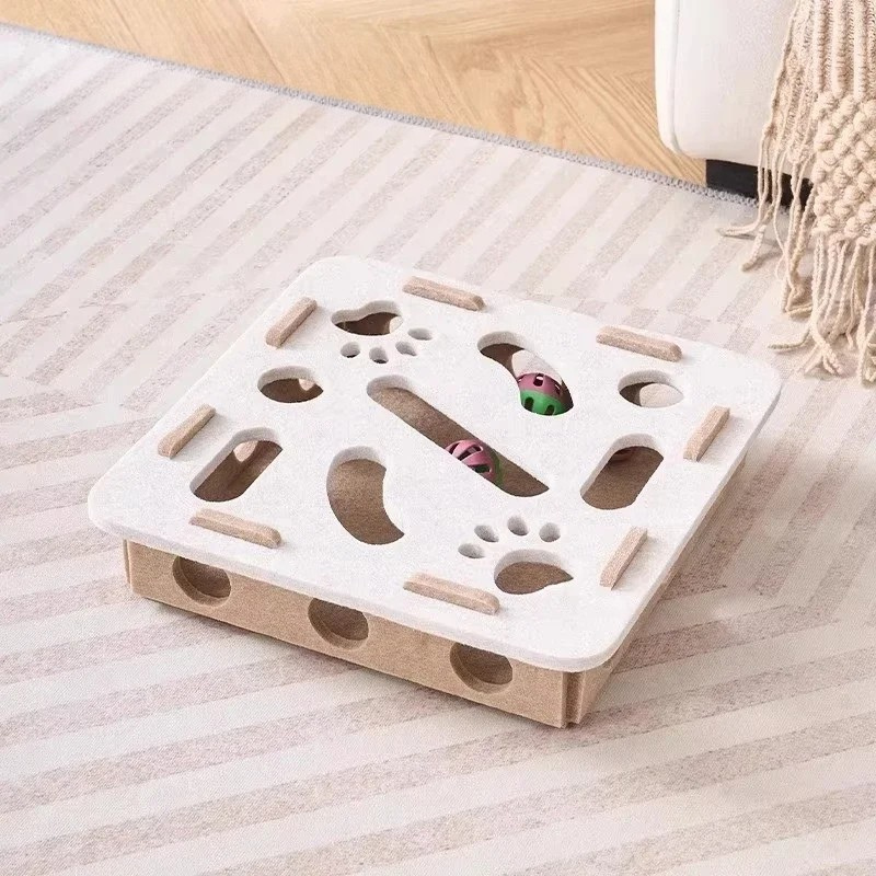 Colverro™ Felt Cat Puzzle Box with Hidden Bells for Indoor Play