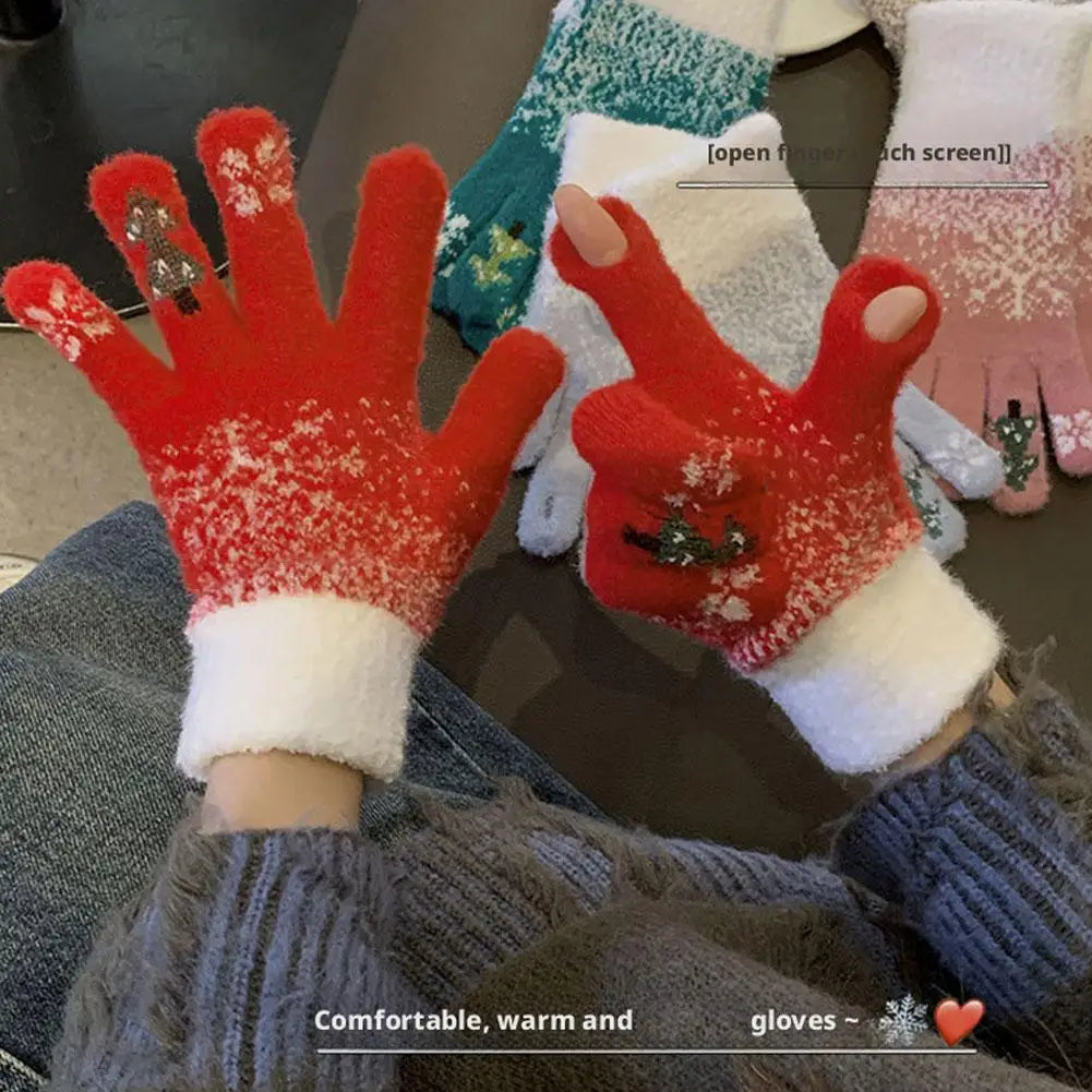 Colverro™ Festive Fleece-Lined Convertible Fingerless Knit Gloves