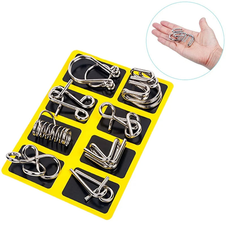 Colverro™ 8-Piece Metal Puzzle Ring Set – Brain Teasers for Kids and Adults