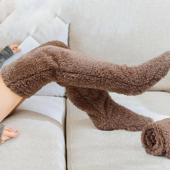 Colverro™ Fuzzy Over-the-Knee Socks with Open Sole Option