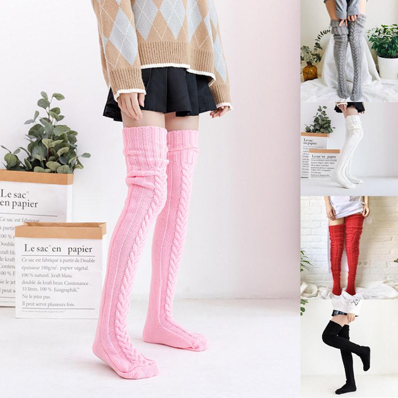 Colverro™ Hand-Knitted Long Knee Socks in Soft Ribbed Knit