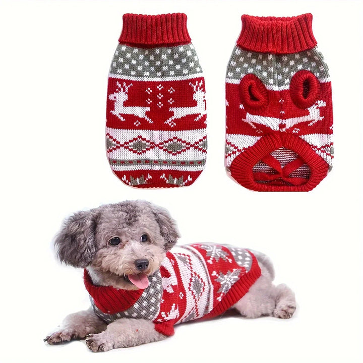 Colverro™ Knitted Christmas Sweater for Small Dogs with Festive Pattern