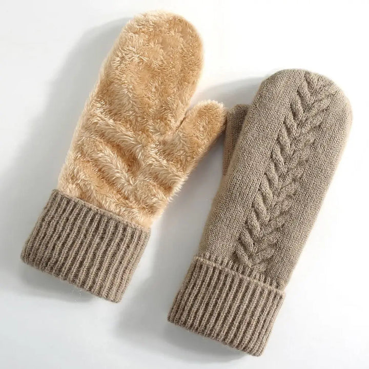 Colverro™ Fleece-Lined Double-Layer Knit Mittens with Long Cuffs