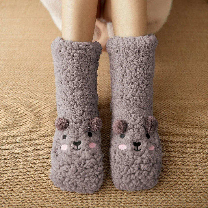 Colverro™ Cute Bear Fleece Socks with Non-Slip Gripper Sole