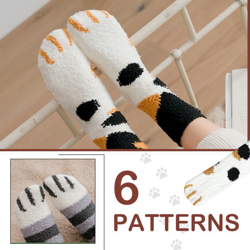 Colverro™ Cozy Cat Paw Socks in Soft Coral Fleece, One Size Fits Most