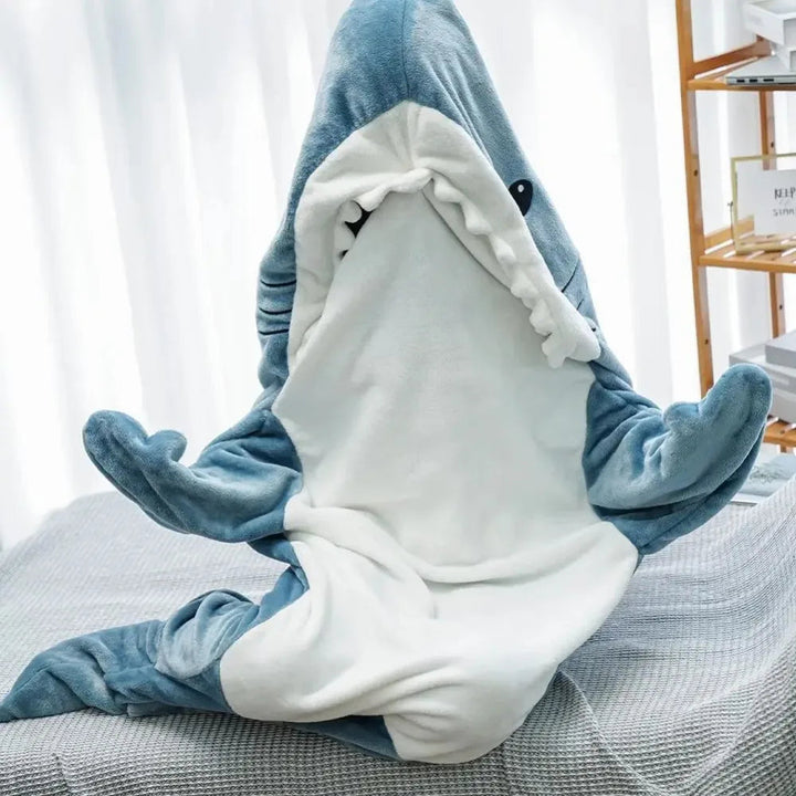 Colverro™ Soft Flannel Shark Hoodie Blanket with Leg Wrap