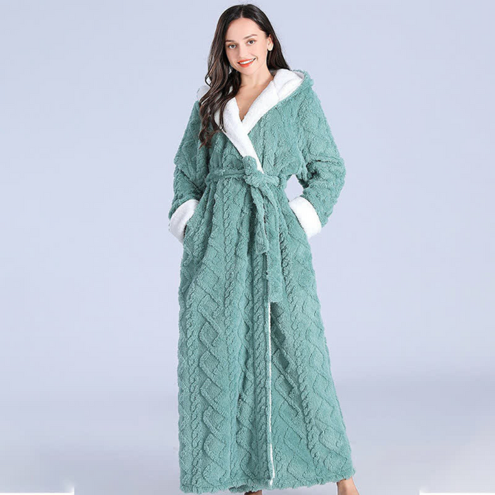 Colverro™ Long Plush Hooded Robe with Two Large Front Pockets