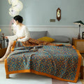Colverro™ Six-Layer Cotton Blanket with Orange and Blue Pattern