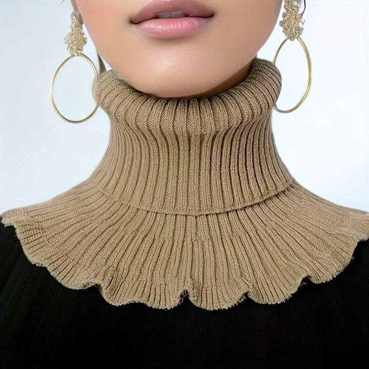 Colverro™ Knit Turtleneck Collar Scarf – Ruffle Trim, Windproof Warmth