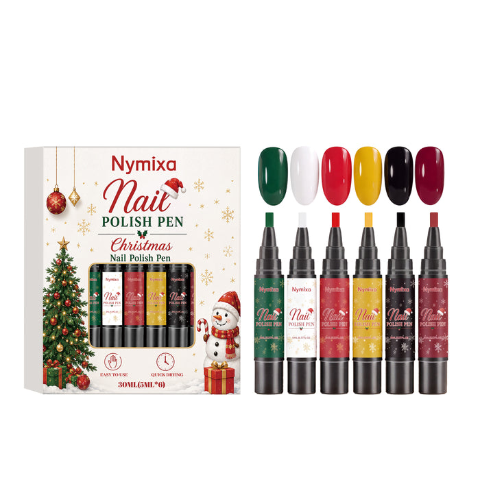 Colverro Christmas Nail Polish Pen Set, 6 Festive Colors