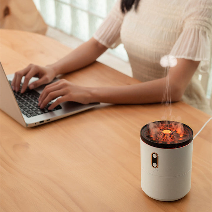 Volcano Flame Diffuser, Jellyfish Mist Humidifier Night Light