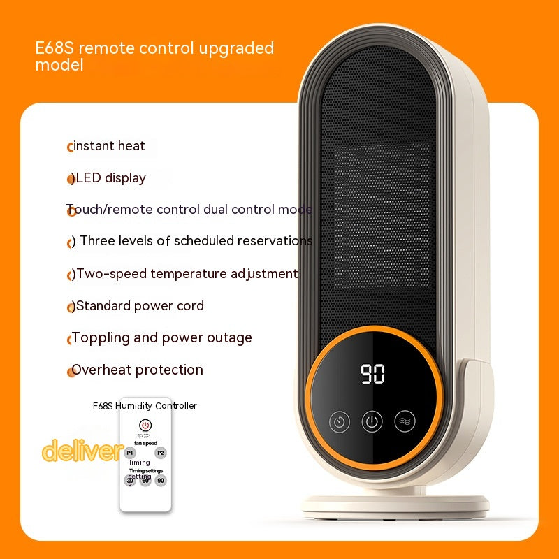 White ceramic tower heater with LED touch display
