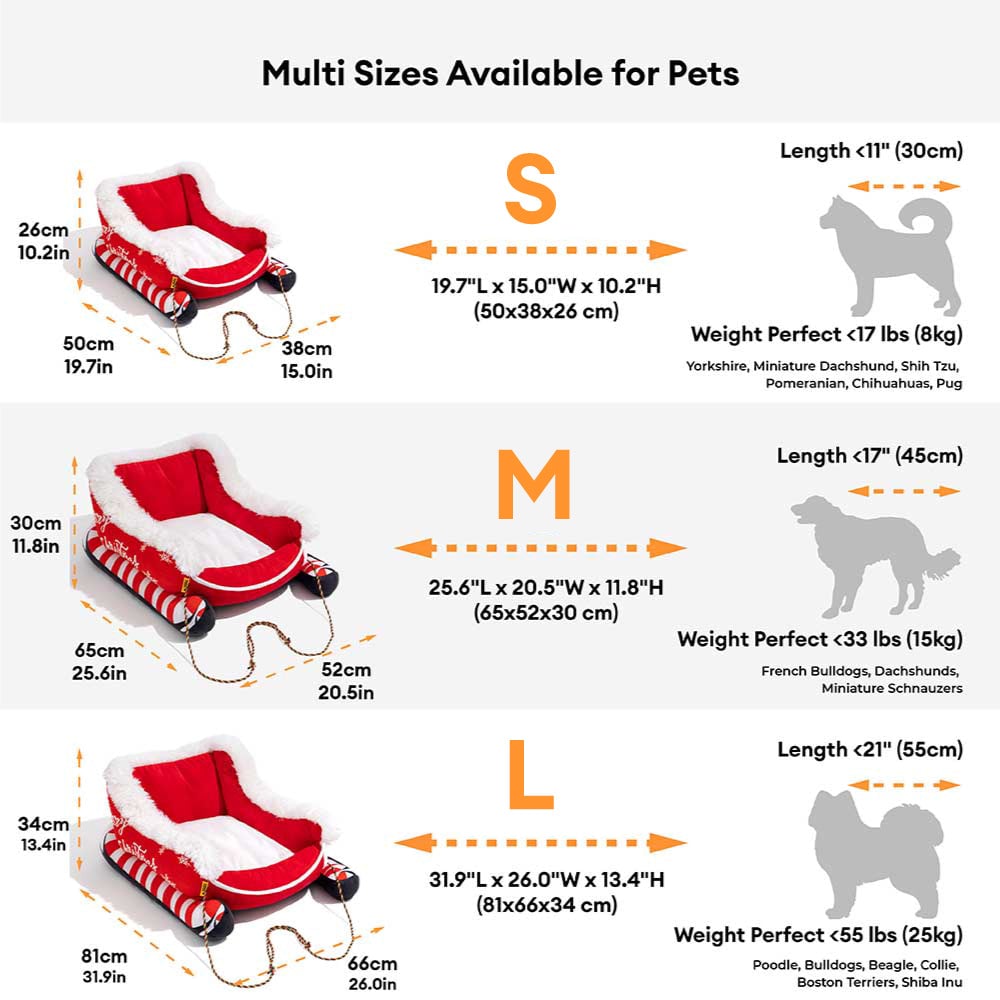 Colverro™ Sleigh-Shaped Dog Bed with Plush Faux Fur for Cozy Winters