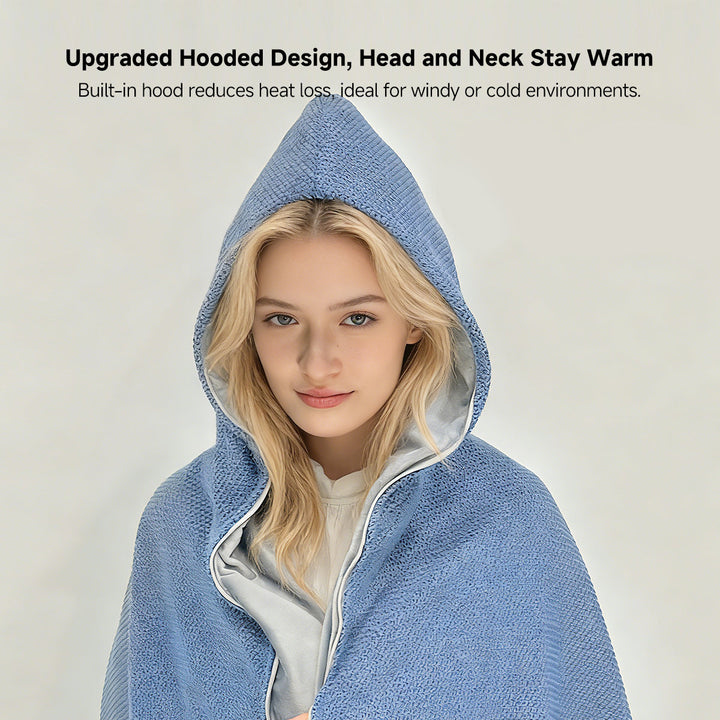 Colverro™ Hooded USB Heated Shawl with Zipper and 3 Heat Settings