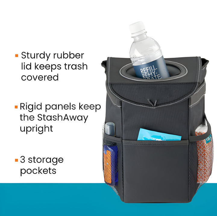 Colverro™ Leakproof Car Trash Can with Lid and Storage Pockets