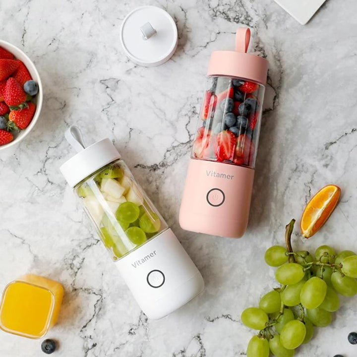 Pink portable blender bottle with USB charging