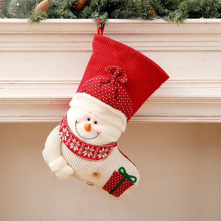 Colverro™ Knitted Christmas Stocking with Santa or Snowman Design