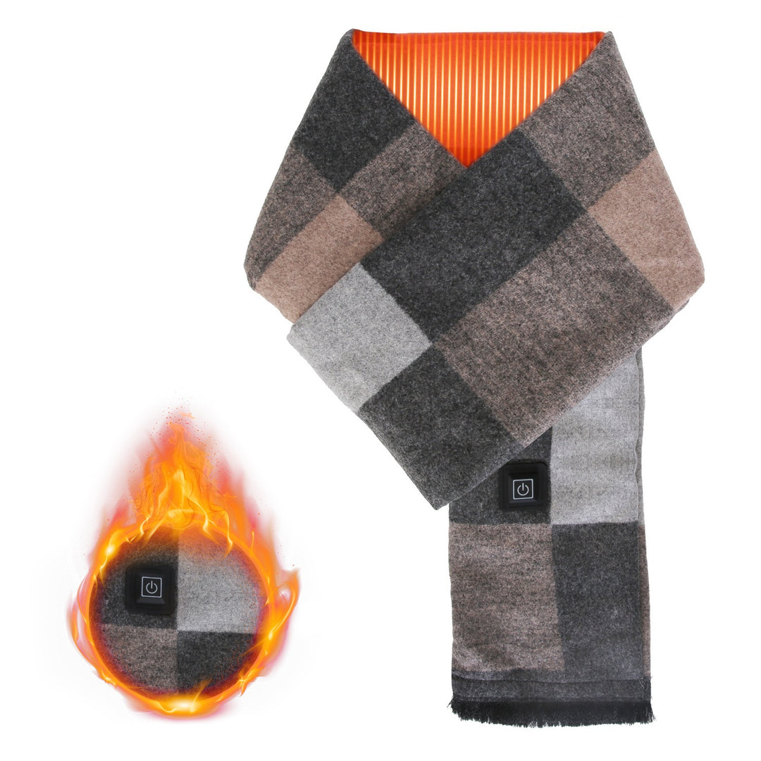 Camel heated wrap scarf around neck
