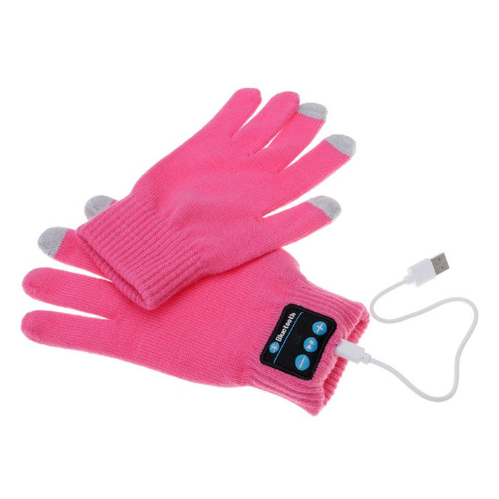 Black knit gloves with Bluetooth headset buttons