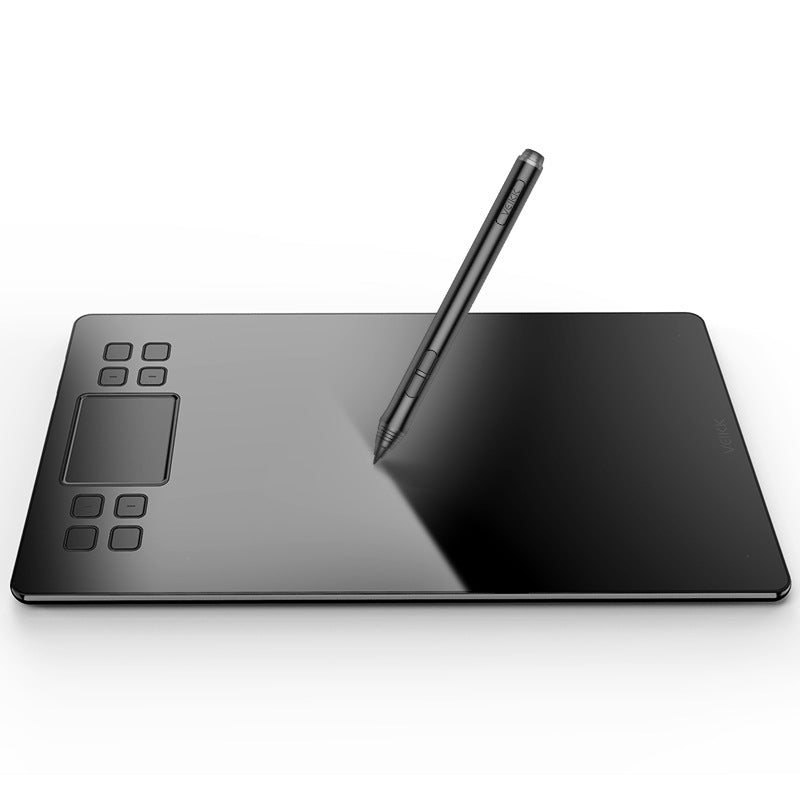 Black graphics drawing tablet with pen