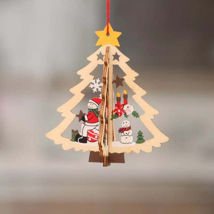 Colverro™ Laser-Cut 3D Wooden Christmas Ornaments – Star, Bell & Bear