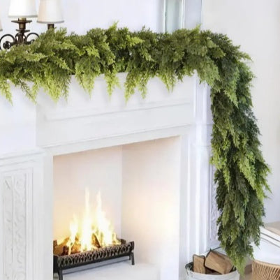 Green artificial Norfolk pine garland