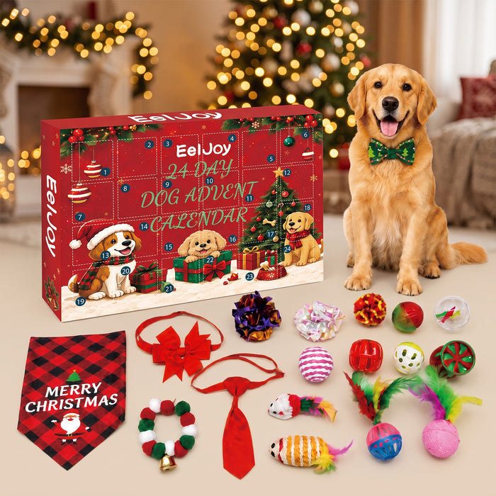 Colverro Dog Advent Calendar with 24 Toys and Festive Bandana
