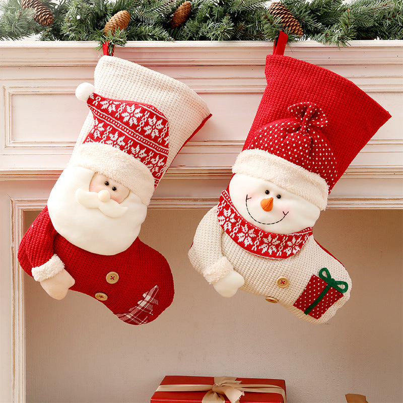 Colverro™ Knitted Christmas Stocking with Santa or Snowman Design