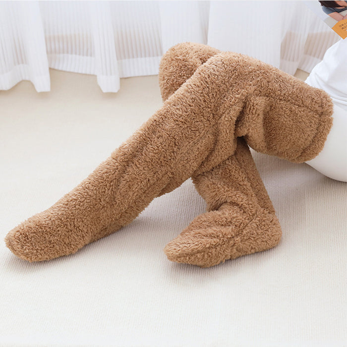 Colverro Fuzzy Over-the-Knee Socks, Thick Plush Inside and Out