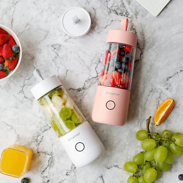 Pink portable blender bottle with USB charging