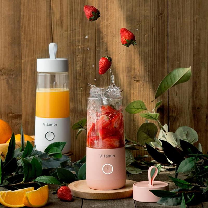 Pink portable blender bottle with USB charging